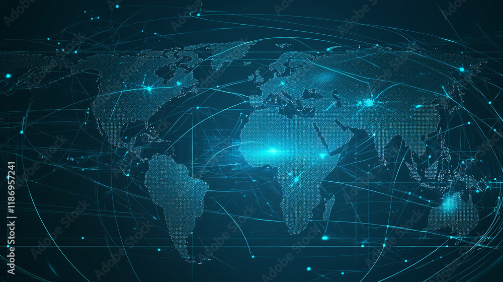 Global network connection illustrates worldwide communication and data exchange. Global network connection illustrates worldwide communication and data exchange.