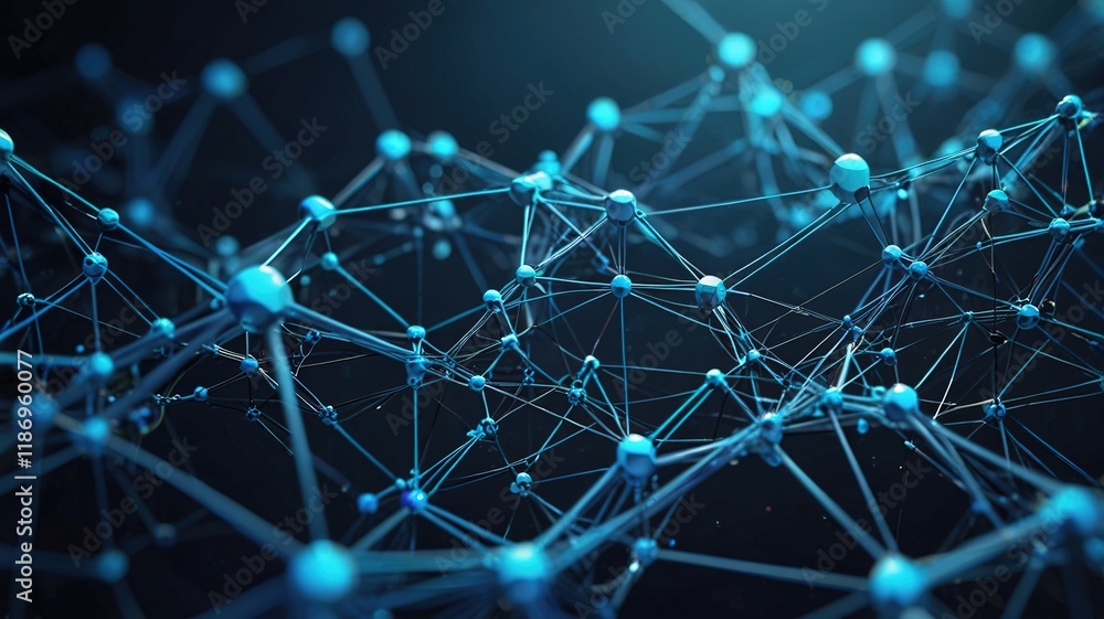 Obraz premium Abstract polygonal neural space background with connection structure.