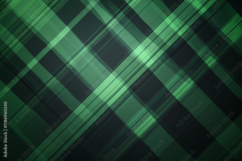 Fototapeta premium Seamless Green Tartan Pattern with Diagonal Lines, St. Patrick's Day Background