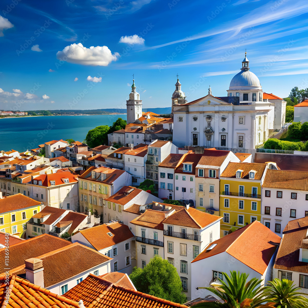 Obraz premium cityscape view on the old town in alfama district
