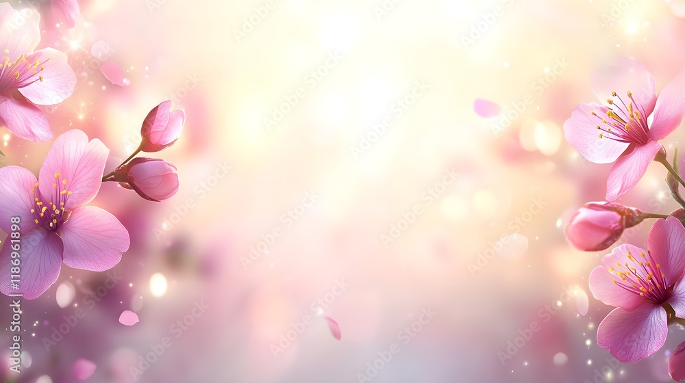 Obraz premium Soft Pink Blossoms on Gentle Background for Calm and Serene Feelings