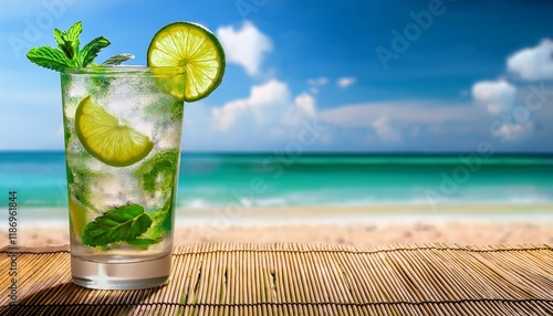 mojito cocktail on the beach