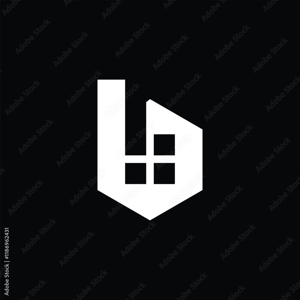 Obraz premium logo design initial B hexagon with house window