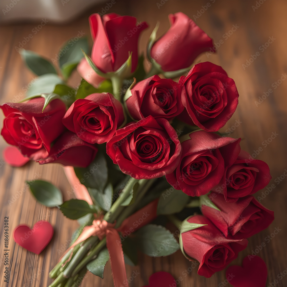 Obraz premium Un bellísimo ramo de rosas, muy fresco y hermoso