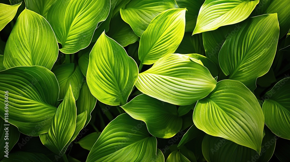 Lush Green Leaves in Summer Garden Setting with Vibrant Nature Lush Green Leaves in Summer Garden Setting with Vibrant Nature