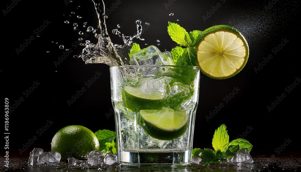 Fototapeta premium cocktail with lime and ice