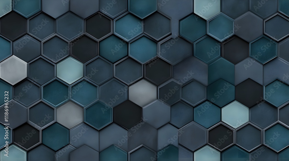 High-Quality Photorealistic Navy and Teal Hexagonal Gradient Pattern High-Quality Photorealistic Navy and Teal Hexagonal Gradient Pattern