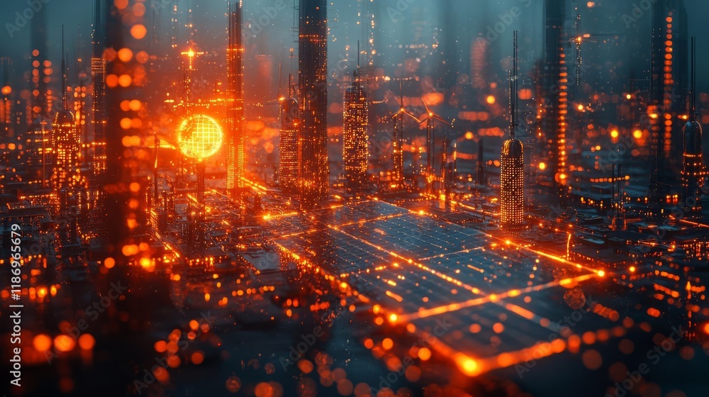 Fototapeta premium renewable energy, solar power, wind power