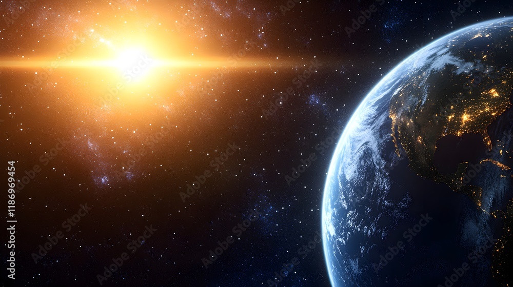 Obraz premium Serene Starry Sky with Blue Hues and Infinite Atmosphere at Dawn