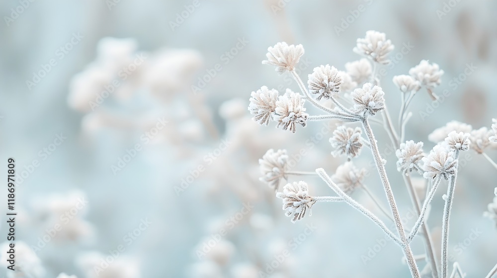 Tranquil Snowflakes on Soft Blue Background in Winter Landscape Tranquil Snowflakes on Soft Blue Background in Winter Landscape