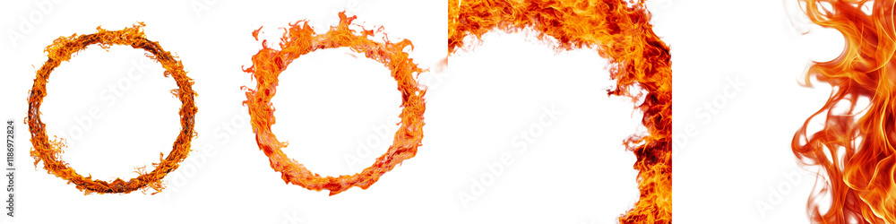 Fototapeta premium Vibrant Flames and Fire Rings for Dynamic Visual Effects and Creative Projects