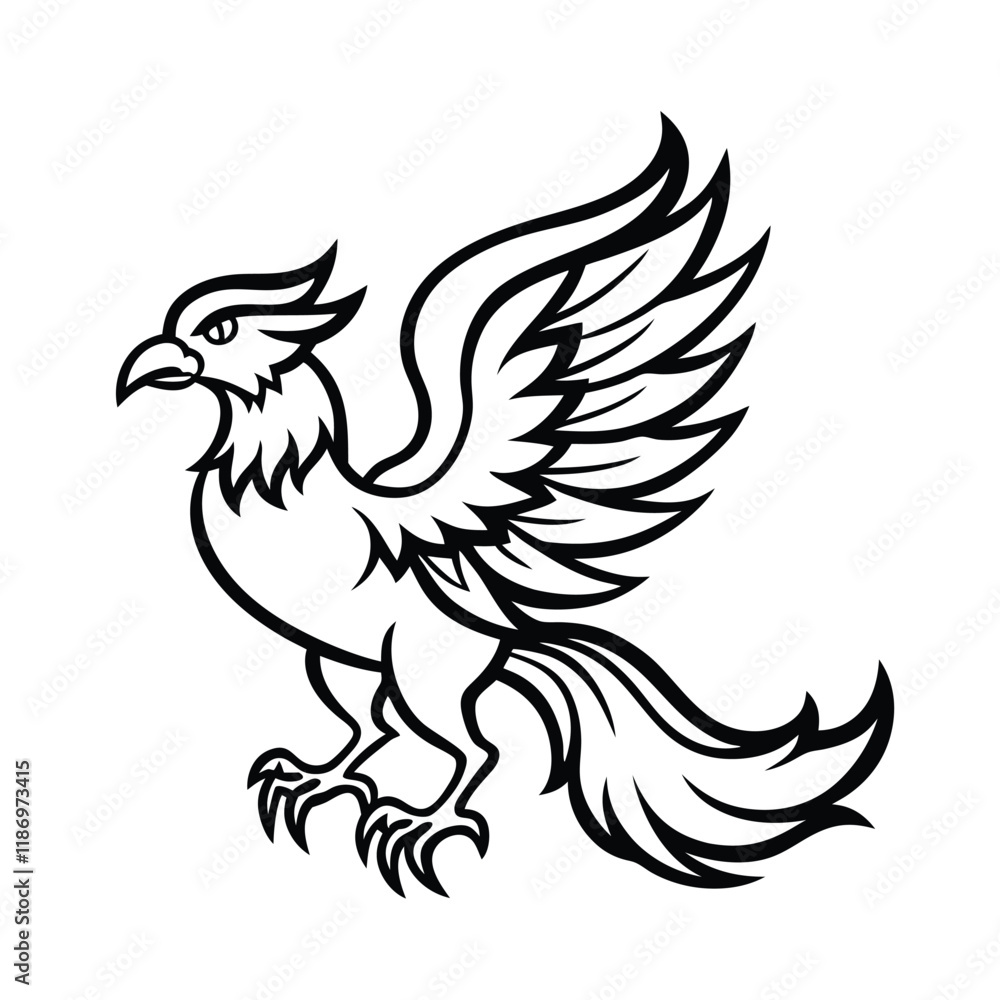 Fototapeta premium black and white bird vector with white background