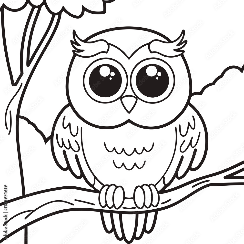 Obraz premium owl on white line art vector with white background