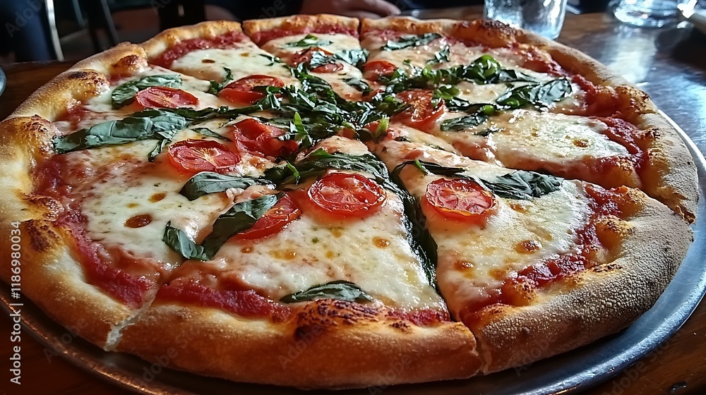 a pizza with tomatoes and basil a pizza with tomatoes and basil