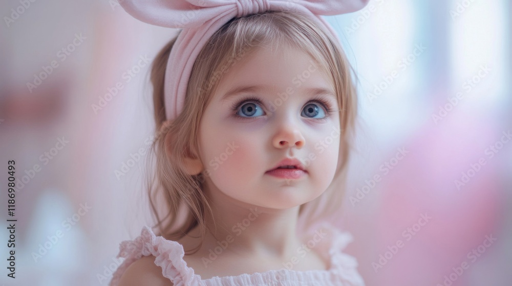 Adorable Toddler Girl Wearing Pink Headband Adorable Toddler Girl Wearing Pink Headband