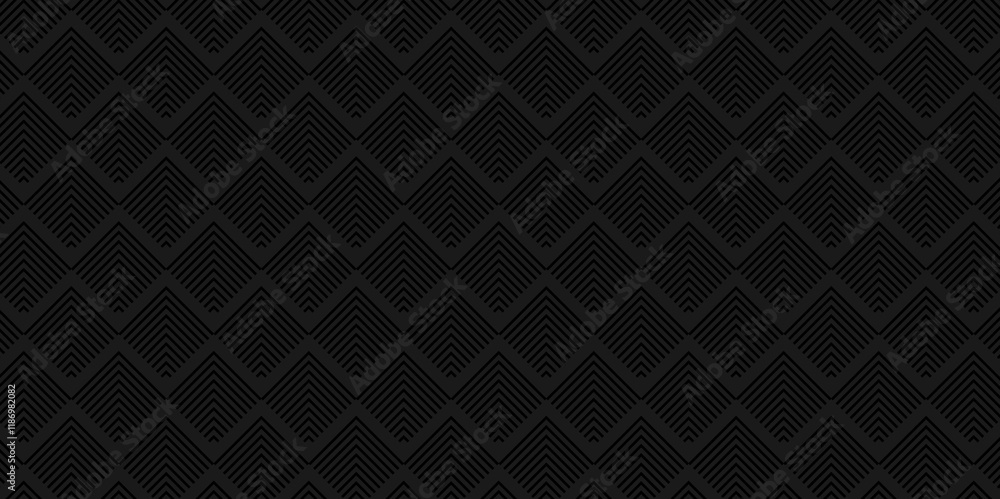 Overlapping Pattern Minimal diamond geometric waves abstract square wave line. dark black color seamless tile stripe geometric create retro square line backdrop pattern background. Overlapping Pattern Minimal diamond geometric waves abstract square wave line. dark black color seamless tile stripe geometric create retro square line backdrop pattern background.