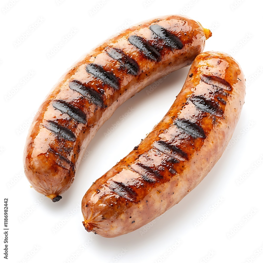 two sausages with grill marks two sausages with grill marks