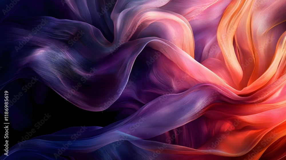 Obraz premium Abstract Gradient Waves in Pink and Purple Colors with Depth