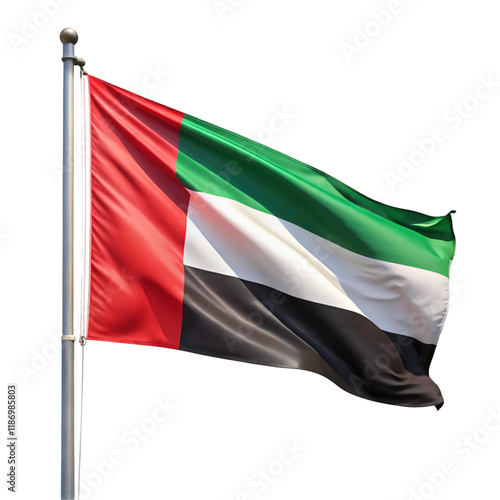 UAE flag flapping isolated on transparent background  
