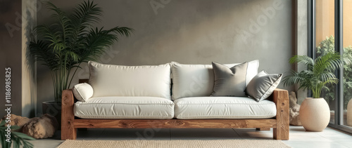 white couch a modern living room with plants