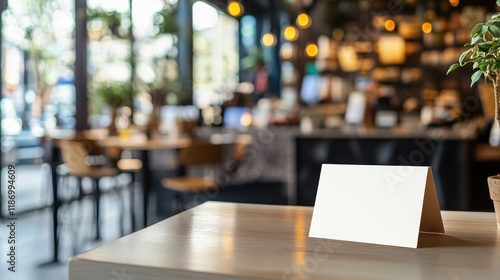 Wallpaper Mural Blank Table Card in Cozy Café Setting Torontodigital.ca