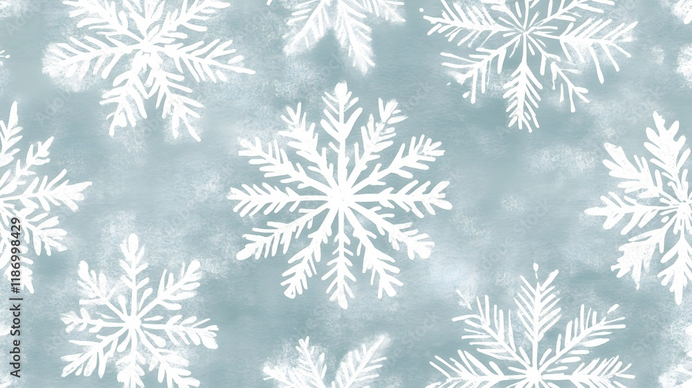 Blue Seamless Pattern with Winter Snowflakes and Ambient Design Blue Seamless Pattern with Winter Snowflakes and Ambient Design