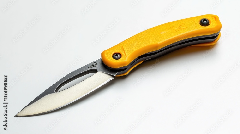 Yellow Folding Pocket Knife, Sharp Blade, Compact Design, Durable Handle Yellow Folding Pocket Knife, Sharp Blade, Compact Design, Durable Handle