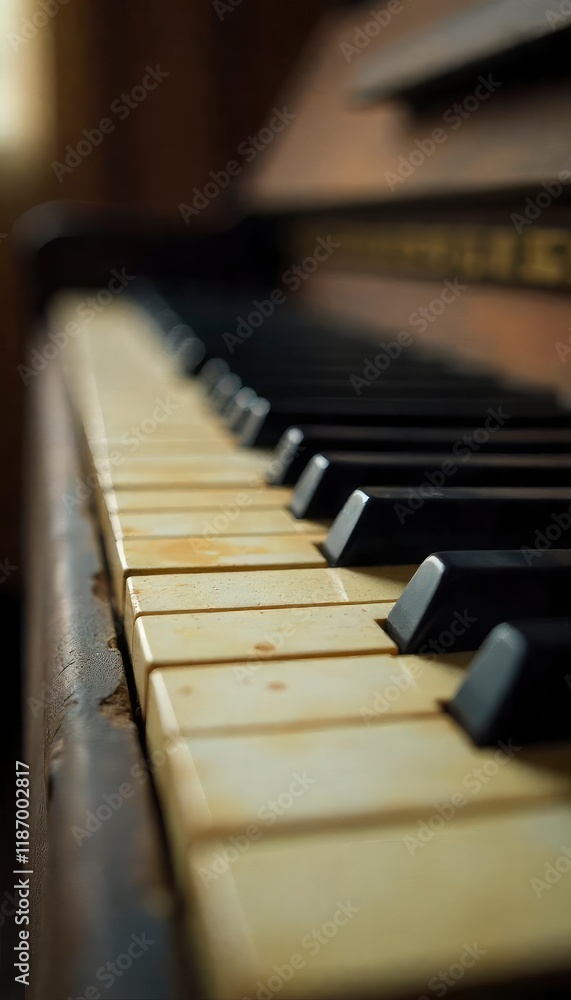 Piano keys close-up on a blurred background with bokeh Piano keys close-up on a blurred background with bokeh