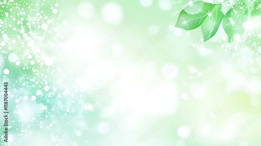 Green Leaves Background With Sparkling Lights And Bokeh Green Leaves Background With Sparkling Lights And Bokeh