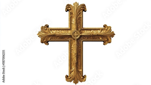 Ornate Golden Cross with Intricate Design and Decorative Details photo