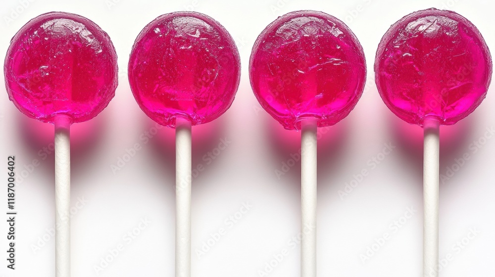 Bright Pink Lollipops on White Background for Sweet Treat Inspiration Bright Pink Lollipops on White Background for Sweet Treat Inspiration