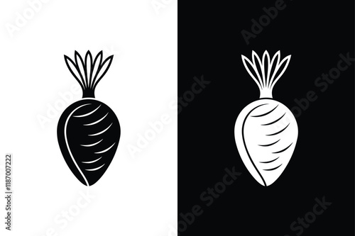 Daikon icon vector on White Background ,Vector Art Illustration on white background.