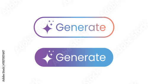 AI Generate Buttons with Spark Icon isolated on white background