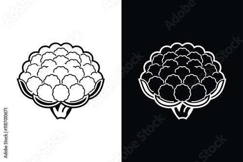 Cauliflower icon vector on White Background ,Vector Art Illustration on white background.