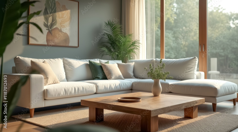 © lina - white sectional sofa sunlit living room
