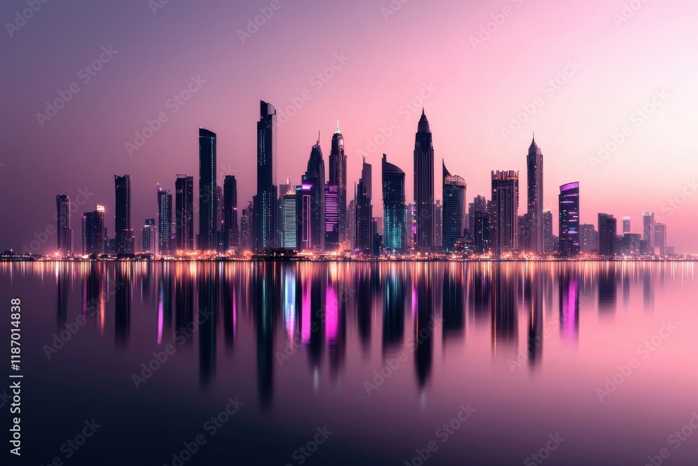 Obraz premium Modern cityscape celebration nighttime aesthetic for cancer day