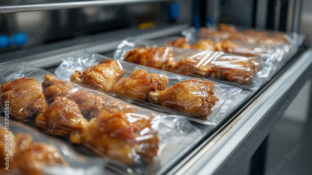 Roasted Chicken Legs Packaged For Distribution Roasted Chicken Legs Packaged For Distribution