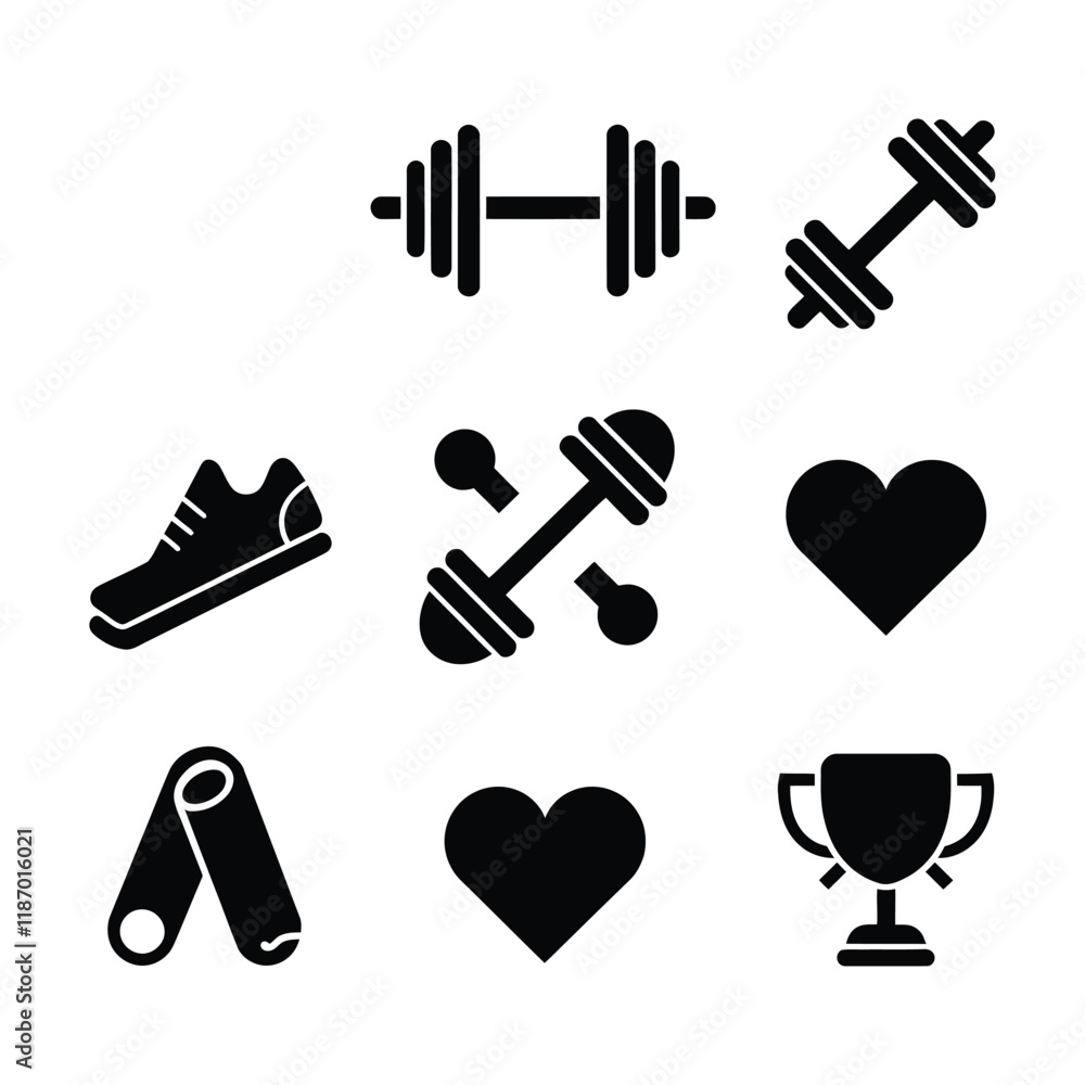Fototapeta premium Fitness Activities Icons