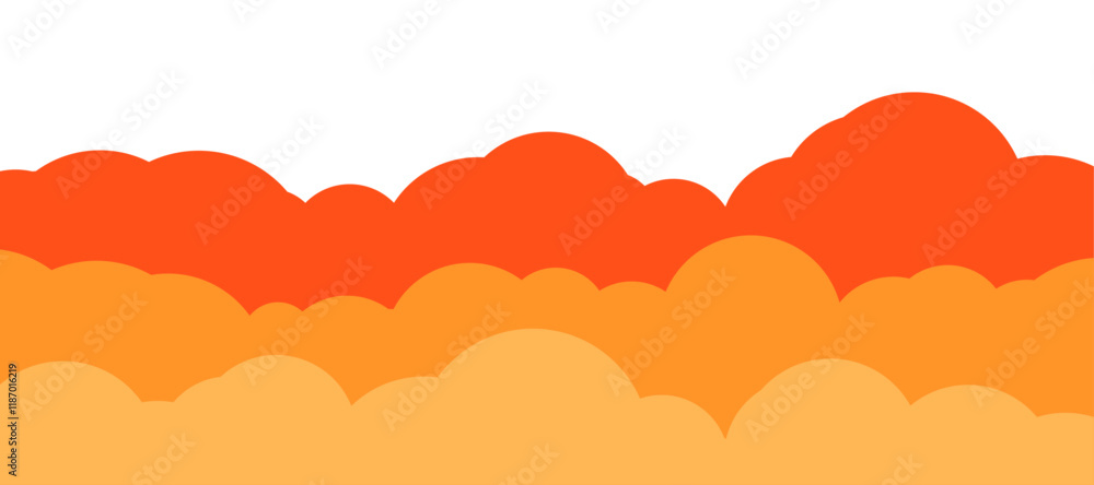 Orange Clouds On White Background. Vector illustration. Wallpaper Orange Clouds On White Background. Vector illustration. Wallpaper