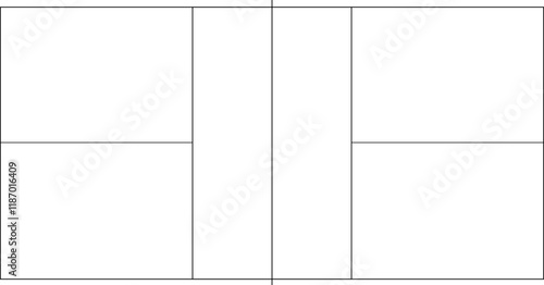 Pickleball Court Line Drawing Illustration