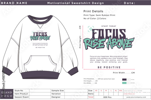 Focus and Rise Above - Motivational Sweatshirt Design for Positivity