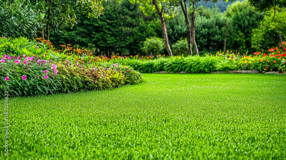 A lush green garden adorned with dew-covered grass and vibrant blooming flowers, creating a serene and refreshing landscape that invites tranquility and appreciation of nature’s beauty.
A lush green garden adorned with dew-covered grass and vibrant blooming flowers, creating a serene and refreshing landscape that invites tranquility and appreciation of nature’s beauty.