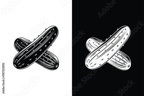 Cucumber vector illustration logo icon clipart. Cucumber Icon on White Background Vector Art Illustration on white background.
