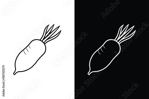 Daikon icon vector on White Background ,Vector Art Illustration on white background.