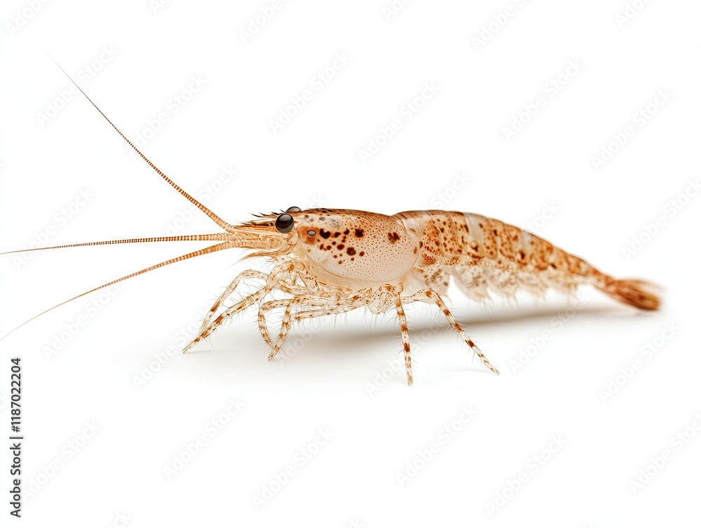 Small shrimp on white background, aquatic life. Small shrimp on white background, aquatic life.