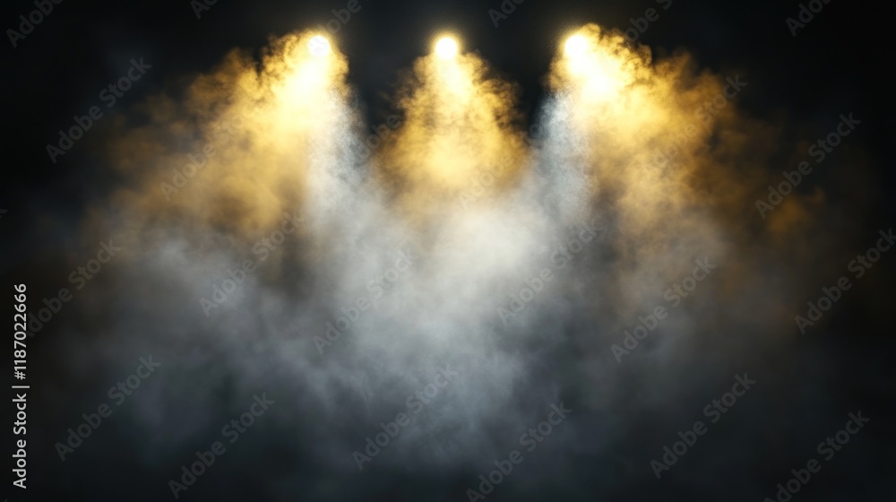 Fototapeta premium Mysterious Spotlight Beams Piercing Through Dense Smoke