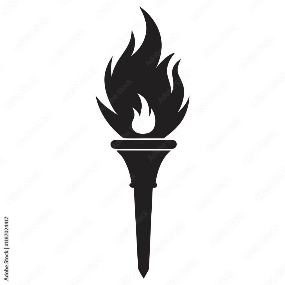 Burning flame torch icon vector illustration on a white background Burning flame torch icon vector illustration on a white background