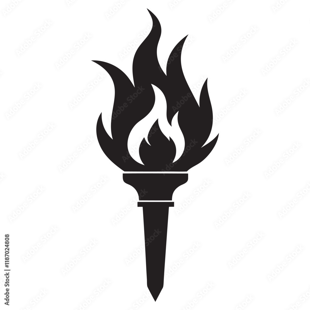 Burning flame torch icon vector illustration on a white background Burning flame torch icon vector illustration on a white background