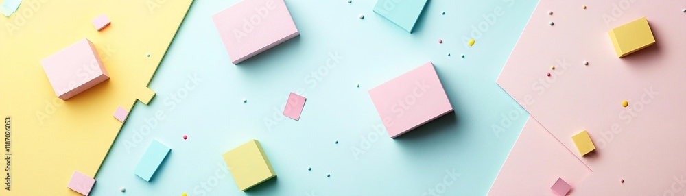 Creative design featuring trendy pastel background with geometric shapes and integrated sale tags for modern promotions Creative design featuring trendy pastel background with geometric shapes and integrated sale tags for modern promotions