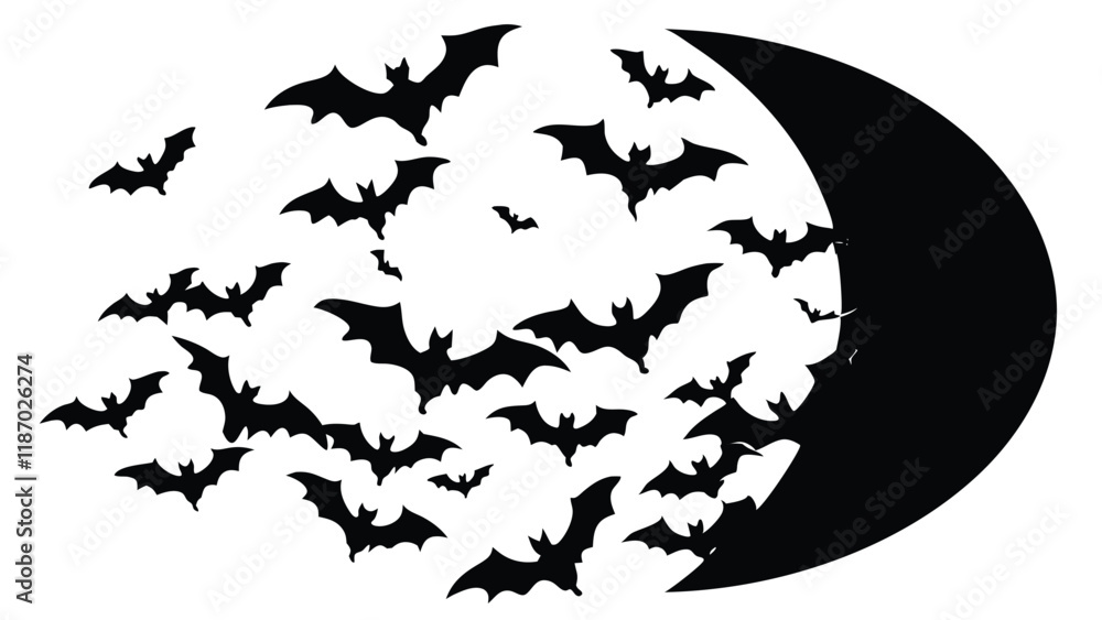 Fototapeta premium Bats Swarming Across the Moon